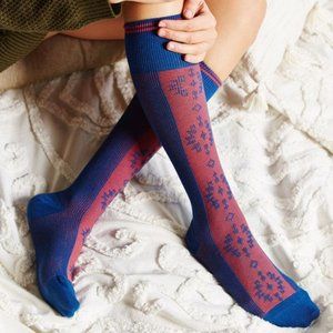NWT FREE PEOPLE nordic knee high socks blue